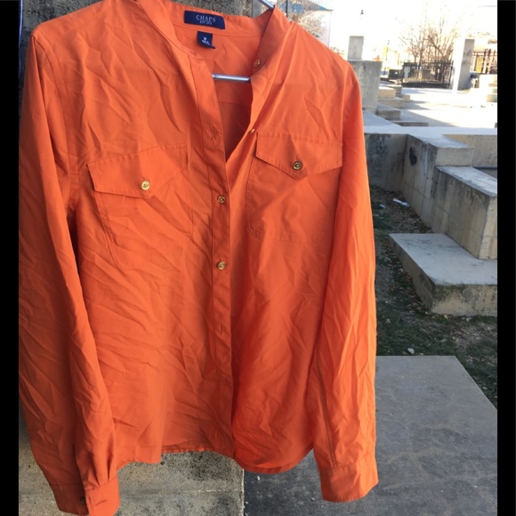 Chaps Gold Metal Button Blouse - Picture 1 of 3